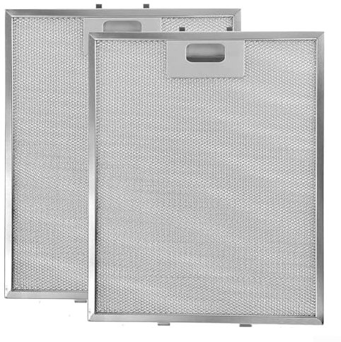 2 Pack Cooker Hood Filter 320x260mm 5-Layer Aluminum Replacement Metal Grease Ffilter Kitchen Extractor Fan Filters for Many Leading Brand of Cooker Hood Silver