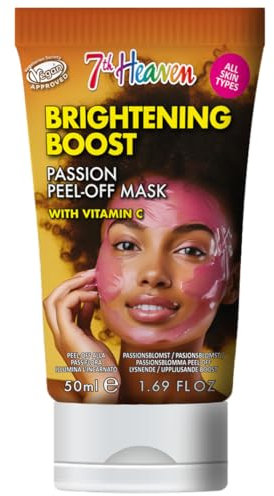 7th Heaven Passion Peel Off Face Mask with Vitamin C - 50ml Multi-Use Tube - Brightening Boost - All Skin Types