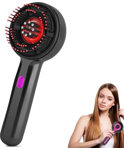 Kopfmassagegerät Elektrisch, 2 in 1 Kopfhaut Massagebürste Elektrische mit Haaröl-Applikator, Rotlicht Kopfmassage Bürste Electric, 3 Modi zur Massage und Kopfhautpflege（schwarz）