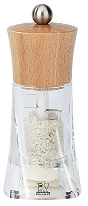 Peugeot - Oléron 14 cm Salt Mill - Classic Grind System - Zirlion Mechanism for Celtic Salt in Zirconia - Powdered Salt Innovation - PEFC-Certified Wood and Acrylic - Natural Finish