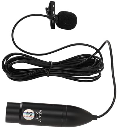 Micrófono Lavalier 48V Potencia Fantasma Omni Reducción de Ruido Direccional 3 Pin XLR Món de Solapa de Mono para Grabación Entrevista