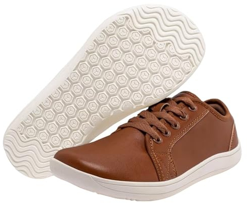 ballerines femme confortable Chaussures Femme Confort Baskets larges et pour femmes, chaussures de marche décontractées en cuir, pieds nus, légères et confortables à lacets Confortable Brun 40