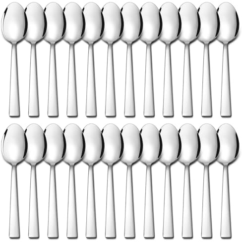 Joyfair rostfritt stål sked bordssked set (24, 19,5 cm – kvadratiskt handtag)