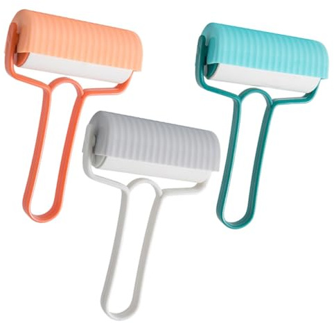 ERINGOGO Lot de 3 Rouleaux Adhésifs pour Vêtements et Meubles Rouleau Anti-Peluches Réutilisable Couvercle Nettoyeur de Poils D’Animaux pour Chat et Chien Couleurs Blanc Orange Vif et