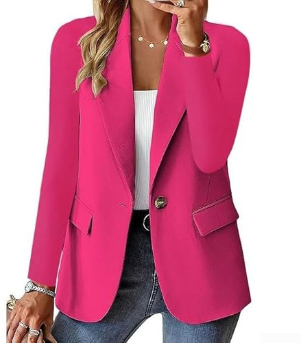 PETSTIBLE Blazer casual de manga larga con botones y bolsillo para mujer, adecuado para uso durante todo el año y diversas actividades