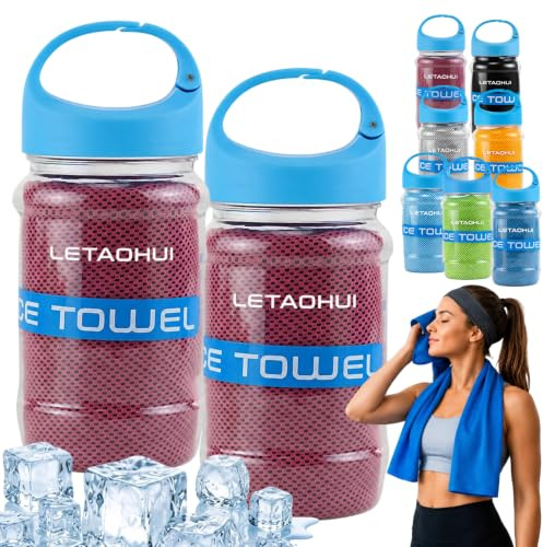 2PCS Cooling Towel (40x12), Cooling Towels for Hot Weather, Microfiber Ice Cool Towel for Neck, Gym Towels for Men & Women, Sports Gift for Golf, Tennis, Running, Marathon Runner, Triathlon, Fitness