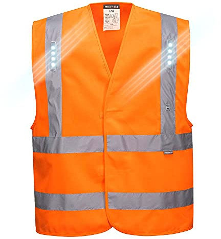 Portwest Vega LED Vest, Color: Orange, Size: S/M, L470ORRS/M