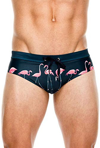 Baotung Bañador para hombre para deportes acuáticos, Flamingo., M corto