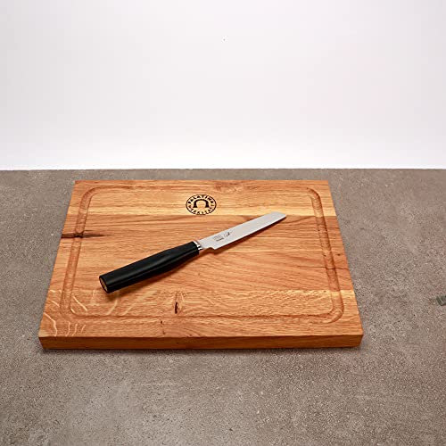 Kai Shun Tim Mälzer Angebotsset, ultrascharfes KAMAGATA Officemesser TMK-0700 + großes massives Eichenbrett 30x22 cm