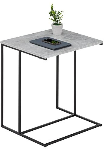 IDIMEX Beistelltisch VITORIO im minimalistischen Design, eleganter Wohnzimmertisch mit Metallgestell in C-Form, Schlichter Couchtisch in Betonoptik/schwarz