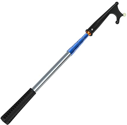 KOMCLUB Telescopic Boat Hook Stainless Steel Boat Push Hook Rod with Luminous Beads Docking Telescopic Rod TPR Non-Slip Handle Boating Accessories Hook Boat Device（Blue）