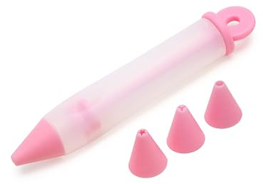 Cake Decorating Pen - Cake Icing Pen for Squeeze Cream - Silicone Syringe for Decorating Cake with 4 Tips - Cake Decorating Tools for Drawing Lettering Chocolate & Cream