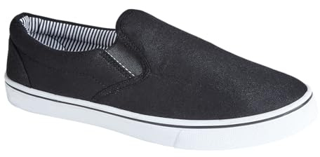 Urban Jacks Espadrilles basses décontractées en toile et maille à lacets pour homme Taille 40-46, noir/blanc, 42 1/3 EU