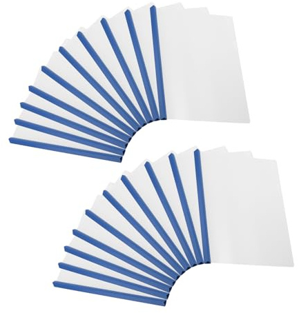 PATIKIL Transparent Rapport Couvercles avec Coulissant Barre, 20 pcs 15mm Coulissante-Poignée Reprise Couverture 135 Feuilles Capacité, A4 Présentation Dossiers pour Fichier, Bleu
