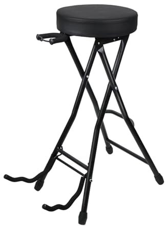 Gitarrensitzhocker Klappbar Faltbarer Gitarrenhocker Gitarrenstuhl für Akustikgitarre, Schwarz
