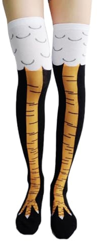 Keyoung kycklingben strumpor kvinnor kycklingar strumpor roliga personliga kycklingben strumpor kycklingstrumpor cosplay kycklingben knästrumpor för halloween gåvor vuxna roliga stickade overknee