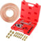 GEARCELL 25 ft 3/16'' Copper Coated Brake Line Kit with 16 Fittings and 4 Unions Brake Line Fittings,Brake Line Double & Single Flaring Tool Kit,Fits for Most Hydraulic Braking Systems,Fuel Systems