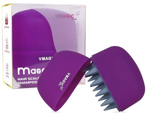 Scalp Massager Shampoo Hair Brush Growth, Scalp Scrubber with Soft Silicone Bristles and Dandruff Removal, Brush for Scalp Exfoliator (Purple)