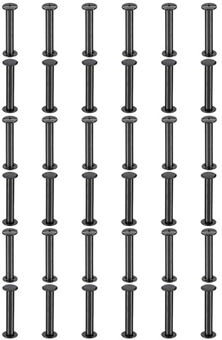 PATIKIL 50 Sets Chicago Screws, 30mm l Chicago Screws Phillips Binding Post Screw Bolts Leather Rivets Fasteners Connectors for Leather Belt Scrapbook Photo Albums, Black