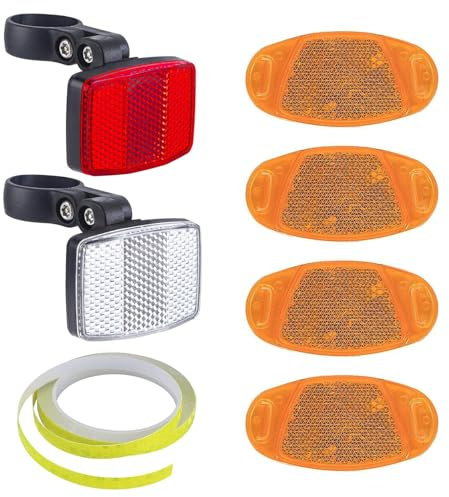 Kzouenzu Reflector De Bicicleta [6 Piezas], Catadióptricos Para Ruedas Delanteras Y Traseras, Reflector Nocturno, Bicicleta Advertencia Reflector, Para Bicicleta De Carretera, Mtb Y E-Bike