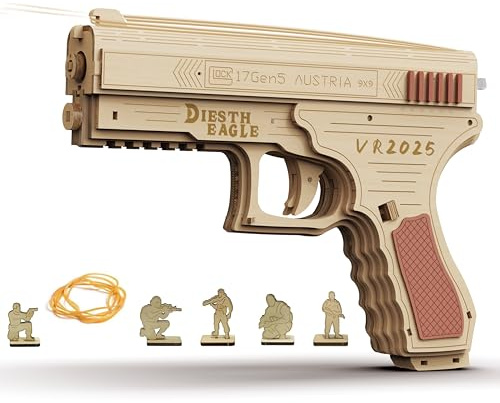 Puzzle 3D in legno per adulti, pistola in legno, pistola puzzle in legno 3D, kit fai da te per adulti, tempo di montaggio 6H, creativo per adulti e ragazzi (modello a pistola) (pistola con elastico 2)