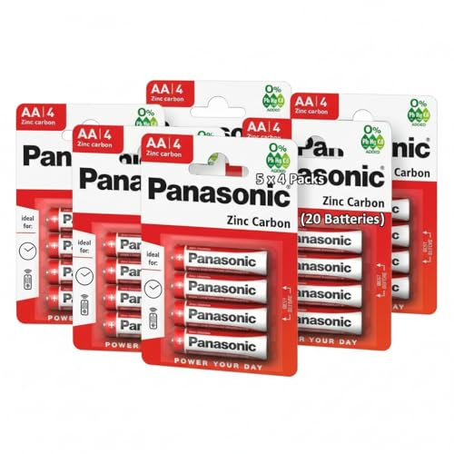 MM Panasonicc AA Batteries 1.5V Zinc Carbon – 5 x 4 Packs (20 Batteries) | Reliable Long-Lasting Power for Everyday Devices | Value Bulk Pack Non-Rechargeable AA Cells