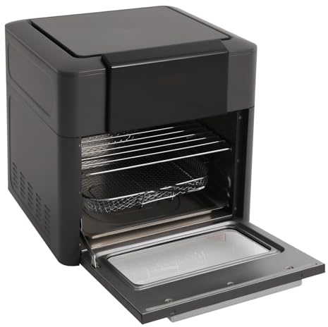12 l varmluftsfritös, 1 600 W varmluftsugn med LED-pekskärm, 12 i 1 luftfryer utan olja, 80–200 °C, 8 program, för pommes frites, pizza, kyckling