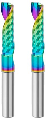 SpeTool 2 Stück Alu Fräser 6 mm Schaft CNC Holz VHM 22 mm Schnittlänge Schaftfräser mit DLC Beschichtung für Aluminium und Kunststoff