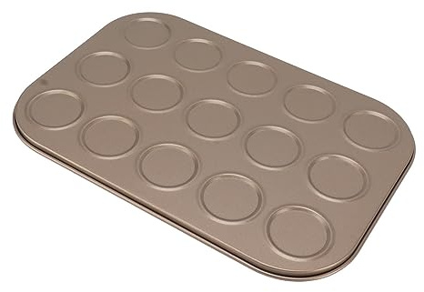 aqxreight Muffinspanna Macaron Bakform Pan Muffinsplåt Bakform Kolstål för Ugnsbakning Guld 30 Hål Bakning Av Formen för Smörjning Av Matkvalitet en Väl Släpper Beläggning (15 hål)