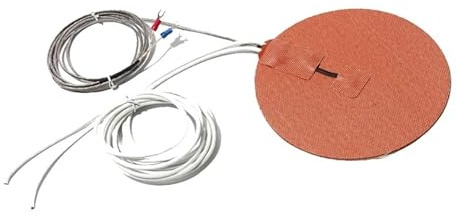 220V Round Silicone Heating Pad 170/180/200/250/300MM Dia 310W 380W with Type K Thermocouple 1.5M Wire 180C Thermostat(NO Thermostat,110v,220W 180mm)