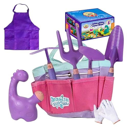Utensili da giardino per bambini, in ABS, 9,1 pollici, set di attrezzi da giardino per bambini, durevoli e sicuri per mani piccole, set educativo da giardino, attrezzi per bambini con pala, rastrello