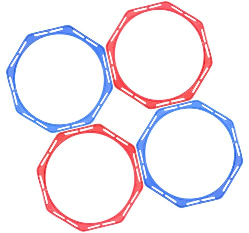 JOINPAYA Anillos de Agilidad para Entrenamiento de Fútbol y Baloncesto, Set de 4 Piezas Octogonales de Plástico Resistente, Colores Rojo y Azul 40 Cm, Equipo Portátil para Mejora