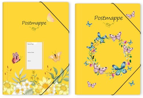 Konvinit A4-postmapp gul av PP – samlingsmapp med hörnspänngummi och 3 inslagningsflikar, rivtålig, variabel vikning, dokumentmapp med motiv