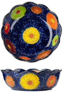 Kreativ blomma handmålad servis underglasyr hushållskeramik - 27,4 cm soppfat