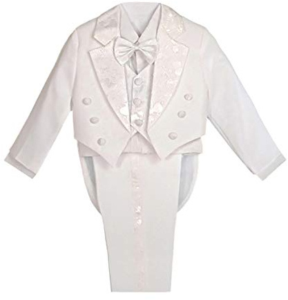 Lito Angels Bebisar Liten Pojkar Smoking Bröllopskostym & Blazers, Pageboy Formell Outfit 5 Stycken Set med Cummerbund eller Väst, Svart/Vit