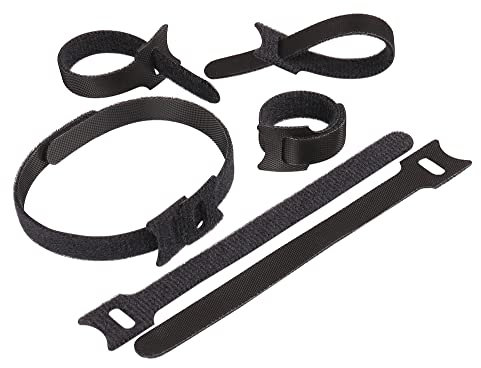 H&S Attache Cable en Nylon - 50pcs - Boucles & Crochets Serre Câble Ajustable - Organisateur Noir de Fil d'Ordinateur - Serre-câbles & Fils Électriques Réutilisables pour Bureau