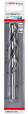Bosch Professional PointTeQ HSS Twist Drill Bit (for Metal, Reduced Shank, 12 x 101 x 151 mm, Accessories for Drill Driver)