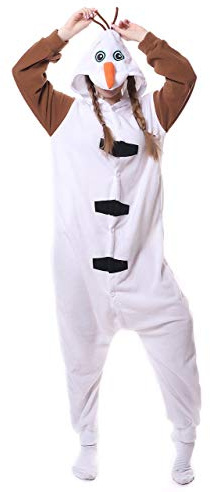 FunnyCos Pyjama unisexe animal adulte Halloween Cosplay Costume à capuche Loungewear, Olaf, L