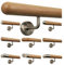 TIBU Eiche Holz Handlauf Geländer 0,3m - 6m, Länge 100 cm, Ende Halbkugel gefräst und 2 gewinkelte Halter
