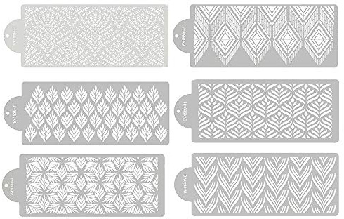 RAYNAG 6 Pieces Cake Stencils Baking Templates Cookie Fondant Cupcake Embossing Mesh Stencil Dessert Decorating Molds, Spray Cake Painting Stencils
