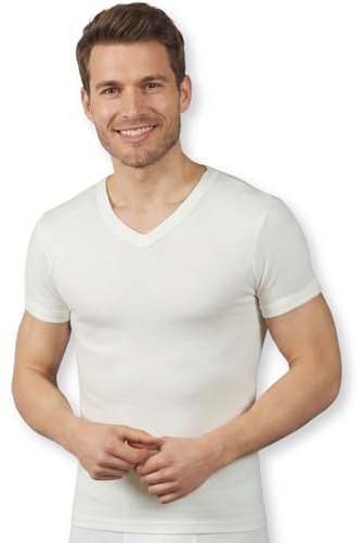 VP PINUCCIO VENEGONI Set 2 Magliette Lana Cotone Uomo Scollo a V, Made in Italy, Maglia Intima Termica, Cotone sulla Pelle, Maglietta Bianca Manica Corta Invernale, Tshirt Intimo Termico