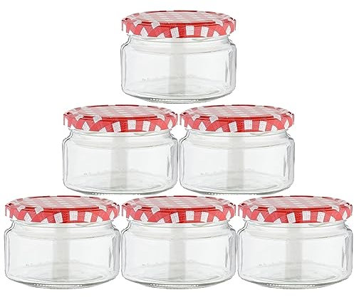 Devitre 6 er Set Marmeladengläser 250 ml Einmachgläser mit Etiketten und Deckel