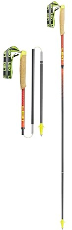 LEKI Neotrail Pro FX.One Superlite Carbon Collapsible Lightweight Trekking Poles for Hiking & Trail Running - Naturalcarbon-Brightred-Rubyred - 110 cm