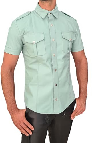 awanstar 6651 lederhemd Türkis Leder Hemd aus echtemleder (DE/NL/SE/PL, Alphanumerisch, XL, Regular, Regular, Türkis)