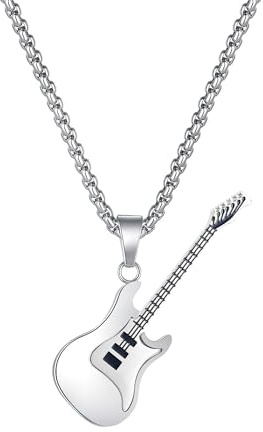 ATEIELLI Halsband Gitarr Rostfritt Stål Män Musik Längd 55 cm C106, M, Rostfritt stål, Ej tillämpbar
