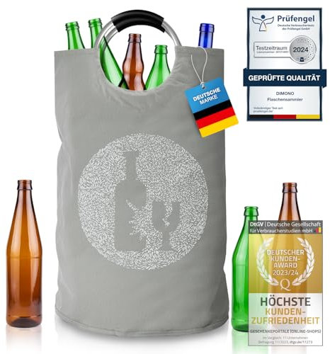 Dimono® Collecteur de Bouteilles; récipient de Consigne recyclé, Panier à Bouteilles & Sacs à Jouets ; Panier à emballages vides, Sac à Jouets & Panier à Linge, Or (Verre & Usage Unique, Beige)