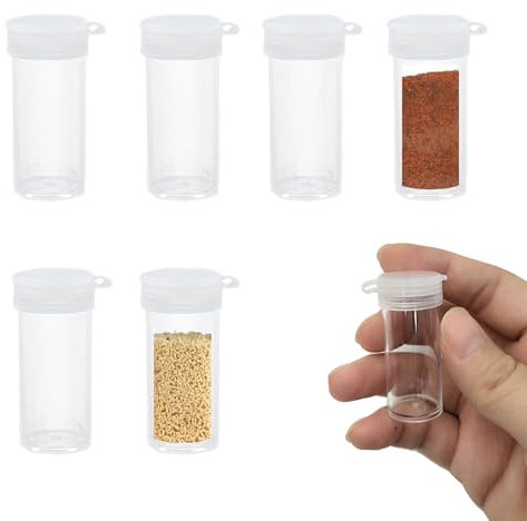 6 Stück Mini Salzstreuer für Unterwegs Mini Gewürzstreuer mit Deckel 6ml Gewürzgläser Salz und Pfefferstreuer Klein Tragebare Kunststoff Ministreuer für Reise Gewürzstreuer Camping Bento Box