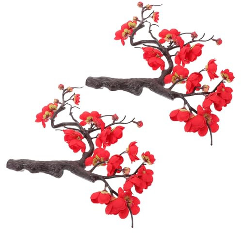 TINEASUR 2pièces Bouquet Fleur Artificielle Décorative Plastique Branches De Prunier Artificielles avec Tiges De Fleurs pour Vases Et Paniers