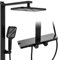 HOMELODY Duschsystem mit Thermostat und Glasablage Schwarz - Duscharmatur Komplettset mit 30x20 cm Regendusche Duschkopf und 3 Strahlarten Handbrause - Duschset mit Unterer Auslauf