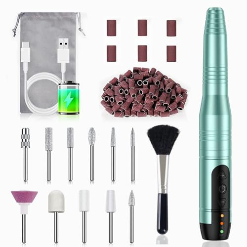 Elektrische Nagelfräser Kabellos, Profi Nagelfeile Wiederaufladbare, 35000 u/min Tragbare Maniküre Pediküre Set, 11 in 1 USB Nagelknipser Kit für Anfänger und Profi